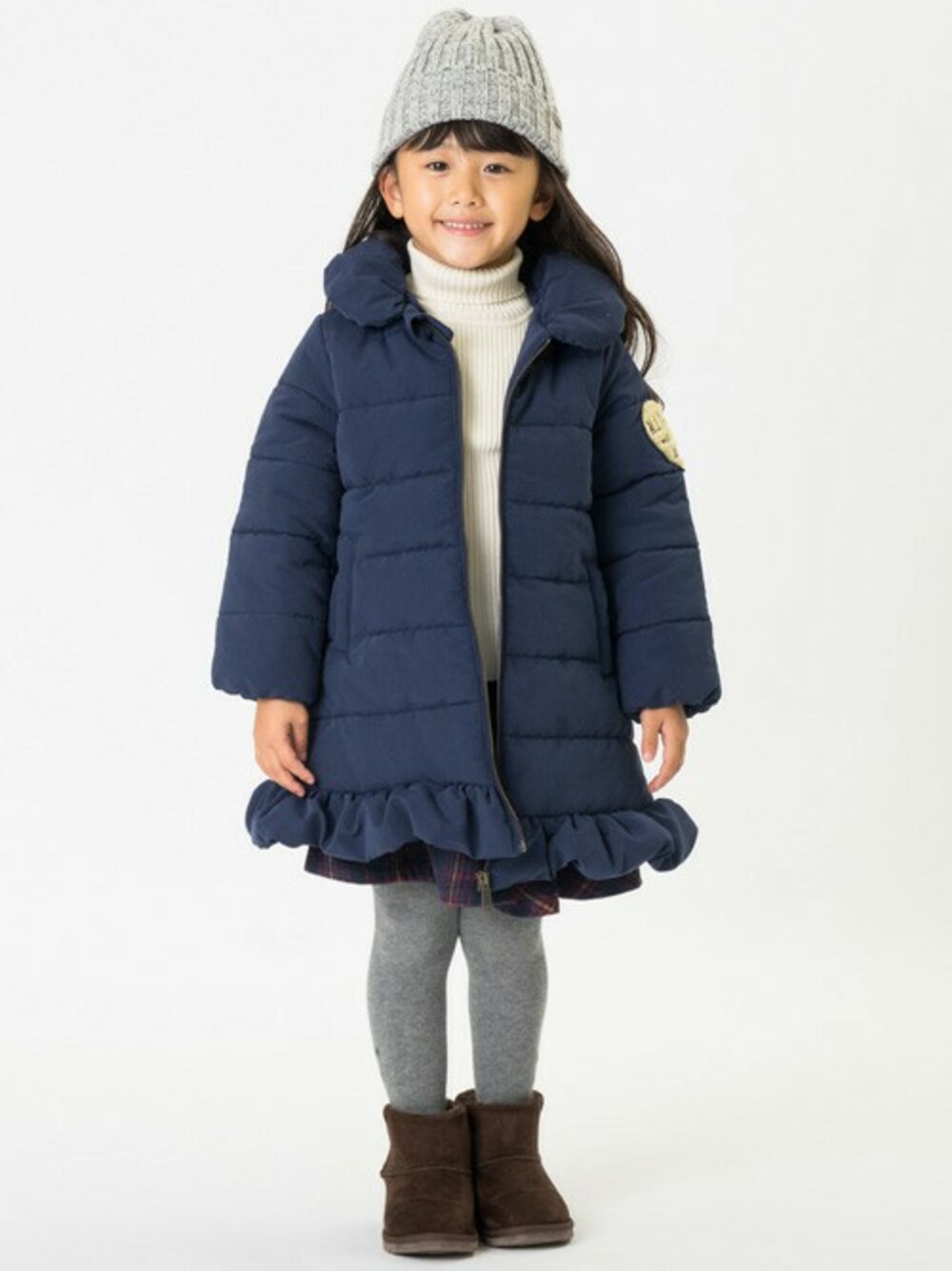 「アウター、秋のコーデ、タートルネック、キッズコーデ、女の子、こどもコーデ、kidsfashion、キッズファッション、F.O.Online Store」｜「BREEZEの女の子 中綿アウター（ダウンジャケット/コート、ブルー系）」を使った、F.O.OnlineStoreさん（キッズ・110cm）の秋コーディネートの1枚目の写真
