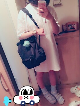 「アイテム（フィギュア、グリーン系）」を使った、Natsumiさん（レディース・154cm）の夏コーディネート