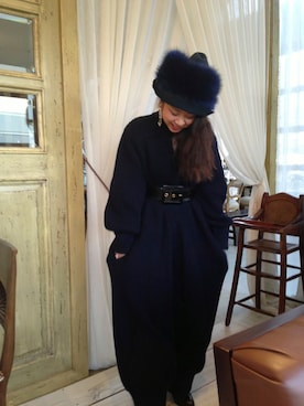 「Yohji Yamamoto（ヨウジヤマモト）のアイテム（つなぎ/オールインワン）」を使った、naomiさん（レディース・158cm）の冬コーディネート