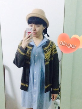 「mumokutekiのアイテム（シャツ/ブラウス、ブルー系）」を使った、Gingerさん（レディース・165cm）の春コーディネート