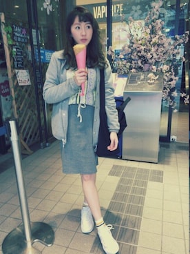 「文化服装学院」｜「アイテム（その他アウター）」を使った、ALBEEさん（レディース・154cm）の秋コーディネート
