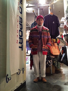 「ホワイトパンツ」｜「アイテム（その他アウター）」を使った、shun___pさん（メンズ・165cm）の冬コーディネート