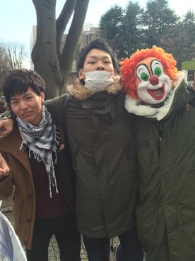 「NANO universe（ナノユニバース）のアイテム（モッズコート、グリーン系）」を使った、きのしんさん（メンズ・176cm）の冬コーディネート