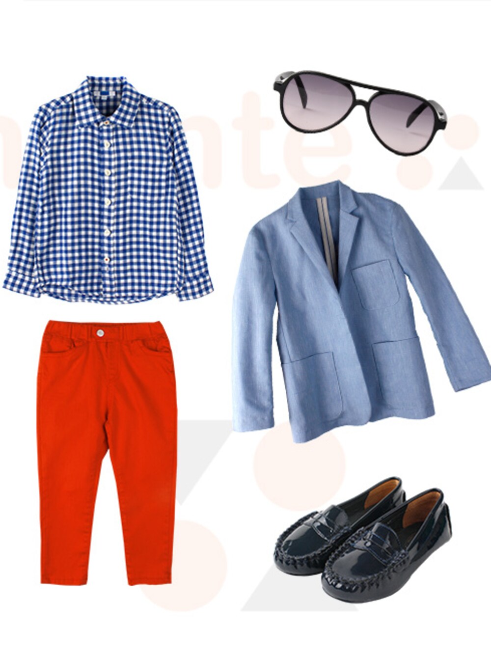「UNIQLO、chanel、THOMBROWNE、kids、united arrows、LANVIN、burberry、BEAMS BOY、gap kids、yomamte」｜「yomamte.com（シャツ/ブラウス、ブルー系）」を使った、Yomamteさん（キッズ・100cm）の春コーディネートの1枚目の写真