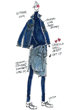 「JOURNAL STANDARD LUXE（ジャーナルスタンダード　ラックス）のアイテム（デニムジャケット）」を使った、YUCOillustさん（レディース・163cm）の秋コーディネート