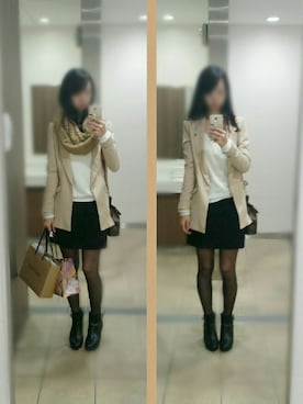 「シアータイツ」｜「アイテム（ジャケット/アウター）」を使った、yuuuukaさん（レディース・168cm）の秋コーディネート