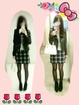 「シアータイツ」｜「アイテム（ライダースジャケット）」を使った、yuuuukaさん（レディース・169cm）の春コーディネート