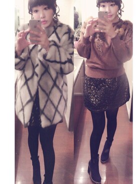 「skirt」｜「アイテム（その他アウター）」を使った、ちゅんさん（レディース・160cm）の冬コーディネート