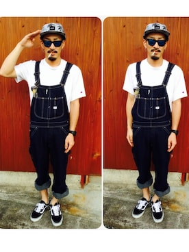 「HUF」｜「アイテム（オールインワン・サロペット）」を使った、misatoさん（メンズ・165cm）の夏コーディネート