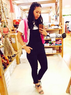 「テーパードパンツ」｜「アイテム（サロペット/オーバーオール）」を使った、misatoさん（レディース・161cm）の夏コーディネート
