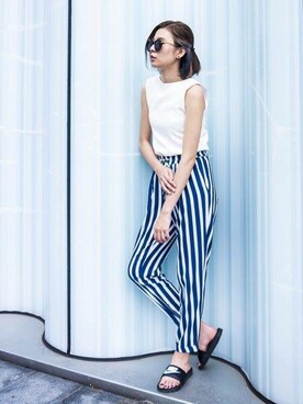 「streetsnap」｜「アイテム（その他シューズ）」を使った、Cecilyさん（レディース・167cm）の夏コーディネート