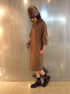 「ボーダーソックス」｜「アイテム（その他シューズ）」を使った、なを。さん（レディース・175cm）の秋コーディネート