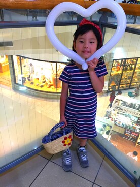 「アイテム（カチューシャ）」を使った、ゆぃち＆母さん（キッズ・110cm）の春コーディネート