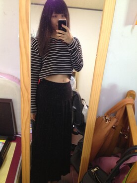 「COCO DEAL（ココディール）のアイテム（ニット/セーター、ブラウン系）」を使った、Hannahさん（レディース・163cm）の秋コーディネート