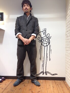 「L.H.P（エルエイチピー）のアイテム（テーラードジャケット）」を使った、LHP大阪店 嶋村さん（メンズ・175cm）の秋コーディネート