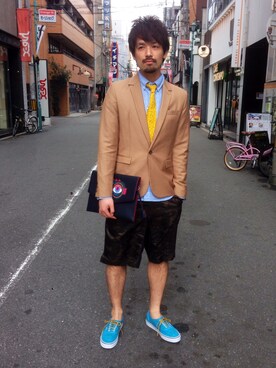 「L.H.P（エルエイチピー）のアイテム（テーラードジャケット）」を使った、LHP大阪店 嶋村さん（メンズ・175cm）の春コーディネート