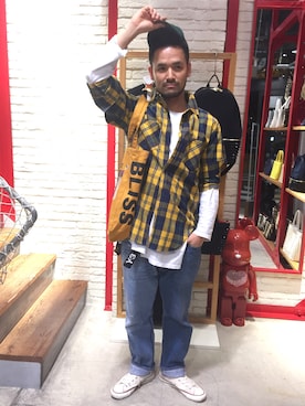 「UNIF」｜LHP大阪店 嶋村さん（メンズ・175cm）の冬コーディネート