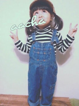 「Levi's（リーバイス）のアイテム（サロペット/オーバーオール）」を使った、a_coordinateさん（キッズ・90cm）の秋コーディネート