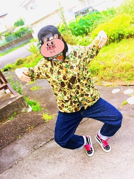 「エクストララージ」｜「アイテム（ミリタリージャケット）」を使った、Kemaさん（レディース・166cm）の秋コーディネート