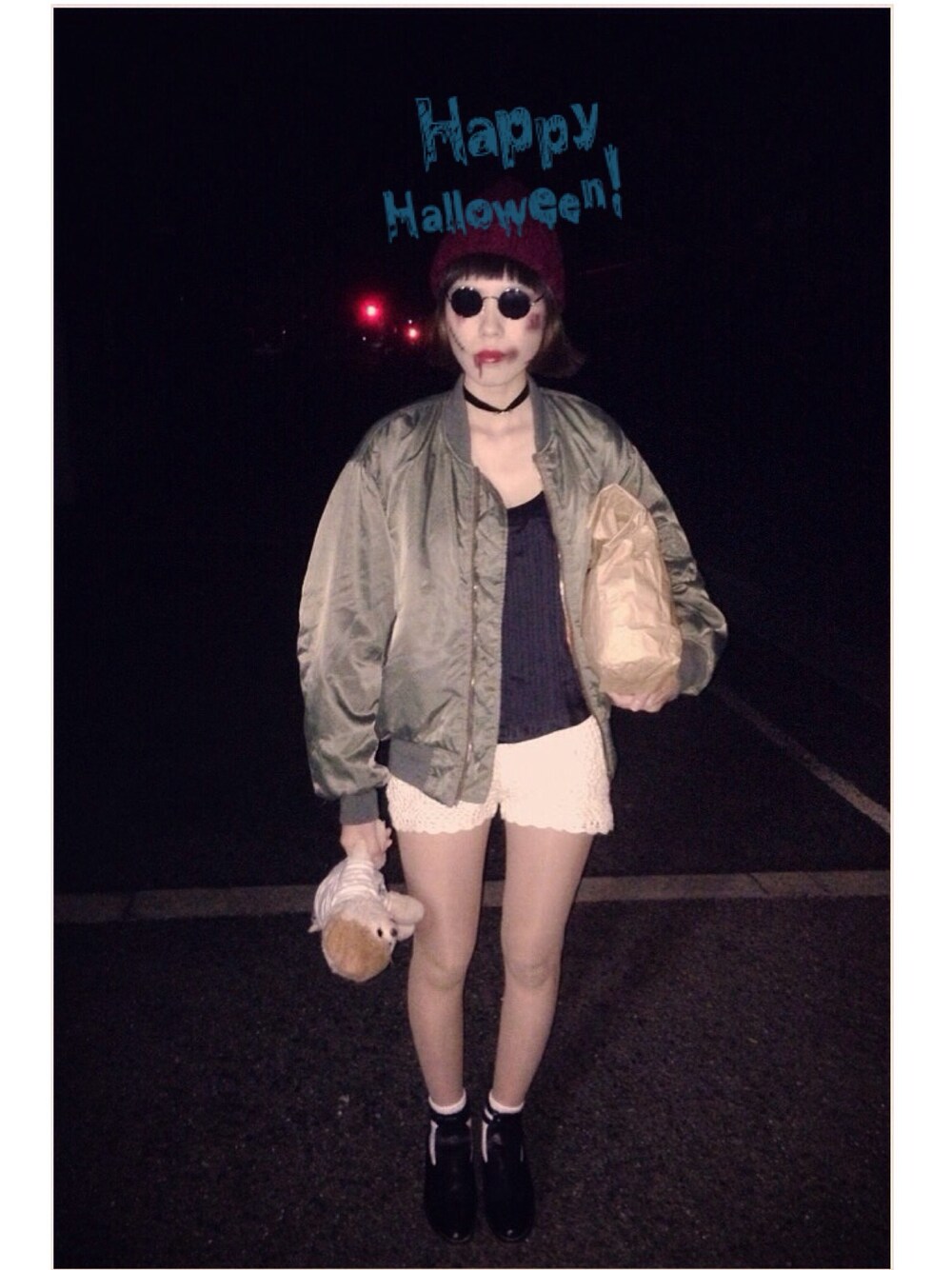 「マチルダ、LEON、MA-1、WEAR HALLOWEEN 2014、ハロウィン」｜「STUNNING LUREのアイテム（Tシャツ/カットソー、ブラック系）」を使った、maaaaさん（レディース・168cm）の秋コーディネートの1枚目の写真