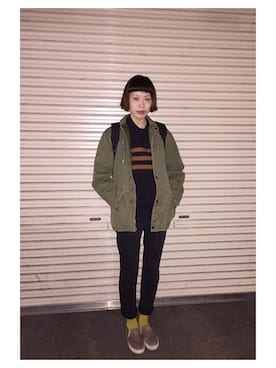 「used mix」｜「アイテム（ミリタリージャケット）」を使った、maaaaさん（レディース・168cm）の冬コーディネート