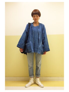 「70's」｜「アイテム（デニムジャケット）」を使った、maaaaさん（レディース・168cm）の春コーディネート