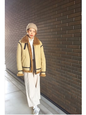 「URBAN RESEARCH」｜「アイテム（ムートンコート）」を使った、maaaaさん（レディース・168cm）の冬コーディネート