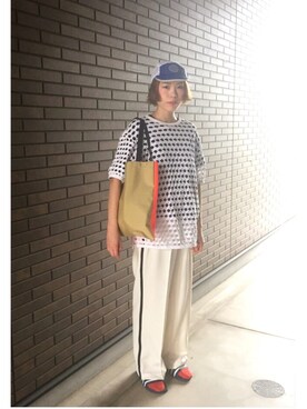 「アイテム（トートバッグ、オレンジ系）」を使った、maaaaさん（レディース・168cm）の春コーディネート