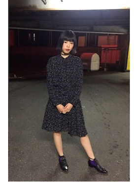 「小花柄ワンピース」｜「アイテム（アクセサリー）」を使った、maaaaさん（レディース・168cm）の秋コーディネート