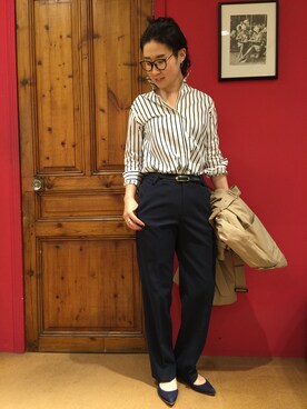 「Rougevif」｜「アイテム（スラックス）」を使った、スーシーさん（レディース・170cm）の冬コーディネート
