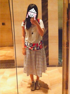 「UNIQLO（ユニクロ）のアイテム（トップス、グレー系）」を使った、sayochinさん（レディース・158cm）の夏コーディネート