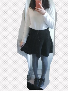 「earth music&ecology（アースミュージックアンドエコロジー）の【2016Spring】ベーシッククルーネックニットプルオーバー（ニット/セーター、ホワイト系）」を使った、sayochinさん（レディース・158cm）の春コーディネート