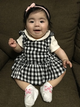 「アイテム（ロンパース、ブラック系）」を使った、☆yuuuuua☆さん（キッズ・70cm）の春コーディネート