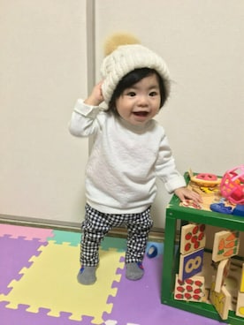 「shuca（シュカ）のアイテム（帽子）」を使った、☆yuuuuua☆さん（キッズ・70cm）の秋コーディネート