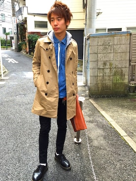 「マーチン」｜「アイテム（トレンチコート）」を使った、shunさん（メンズ・176cm）の春コーディネート