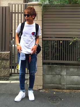 「アイテム（バングル/リストバンド）」を使った、shunさん（メンズ・176cm・10代）の夏コーディネート
