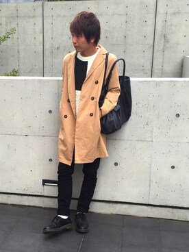 「マーチン」｜「アイテム（トレンチコート）」を使った、shunさん（メンズ・176cm）の秋コーディネート