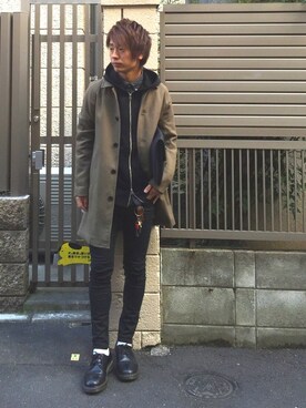 「アイテム（ステンカラーコート）」を使った、shunさん（メンズ・176cm・10代）の冬コーディネート