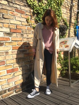 「トリーバーチ」｜「アイテム（ジャケット/アウター）」を使った、s a k iさん（レディース・155cm）の春コーディネート