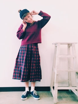 「BEAMS（ビームス）のアイテム（ニット/セーター）」を使った、sakiさん（レディース・161cm）の秋コーディネート