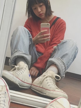 「keisuke kanda（ケイスケカンダ）のアイテム（パンツ）」を使った、sakiさん（レディース・161cm）の秋コーディネート
