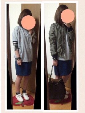 「白いスニーカー」｜「アイテム（ミリタリージャケット）」を使った、aya.mさん（レディース・158cm）の春コーディネート