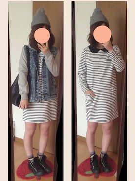 「春ワンピ」｜「アイテム（デニムジャケット）」を使った、aya.mさん（レディース・158cm）の春コーディネート