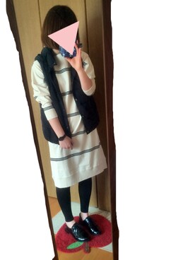 「ドレスシューズ」｜「アイテム（ダウンベスト）」を使った、aya.mさん（レディース・158cm）の秋コーディネート