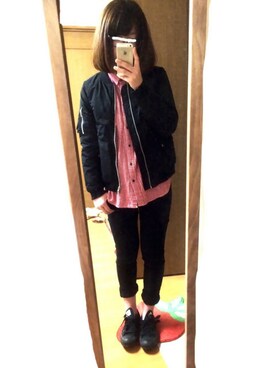 「A part by（アパートバイ）のアイテム（ブルゾン）」を使った、aya.mさん（レディース・158cm）の春コーディネート