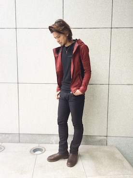 「NO ID.（ノーアイディ）のアイテム（パンツ）」を使った、橋元リョウイチさん（メンズ・179cm）の秋コーディネート