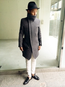 「NO ID.（ノーアイディ）のアイテム（パンツ）」を使った、橋元リョウイチさん（メンズ・179cm）の秋コーディネート