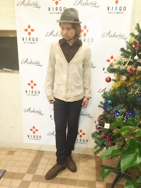 「NO ID.（ノーアイディ）のアイテム（パンツ）」を使った、橋元リョウイチさん（メンズ・179cm）の冬コーディネート