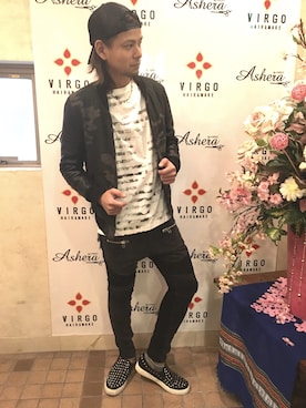 「NO ID.（ノーアイディ）のアイテム（パンツ）」を使った、橋元リョウイチさん（メンズ・179cm）の春コーディネート