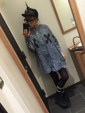 「アイテム（シャツワンピース）」を使った、KyoNさん（レディース・160cm）の冬コーディネート